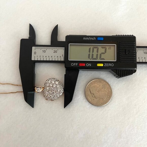 Gold Vermeil Sterling Silver 925 Pave Puffy Heart Locket Pendant Necklace 18" - Picture 15 of 16